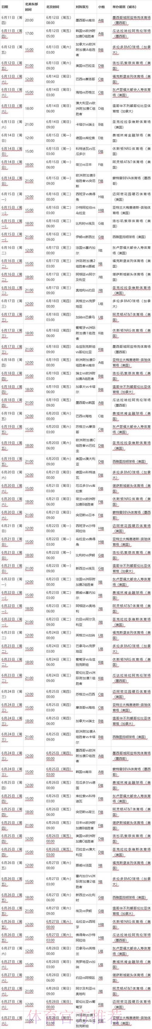 世界杯每日赛程靠谱吗